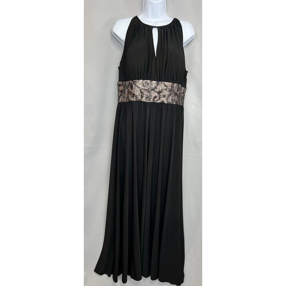 R&M Richards Dresses & Skirts - R&M Richards Formal Dress Black Sequined Waist Peephole Slit Sz 16 Prom